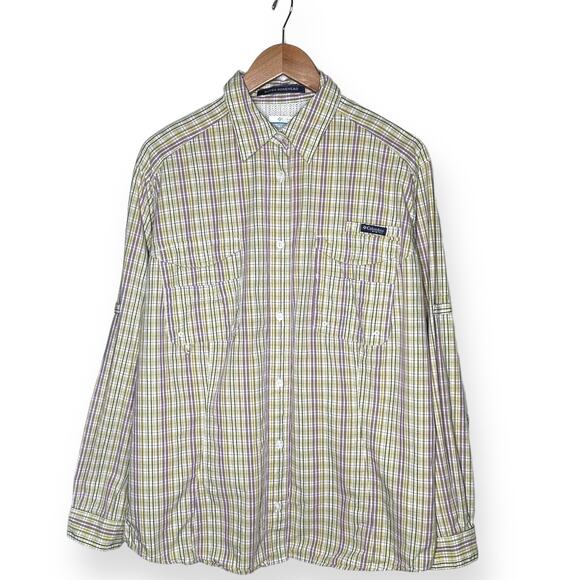 COLUMBIA Super Bonehead Roll Tab Sleeve Shirt Omni Shade Back Vent Plaid XL - Picture 2 of 13